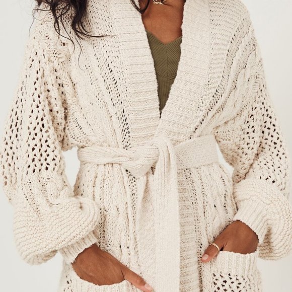 Spell Taletha Cable Cardigan Sweater M/L BNWT FSOT - Picture 2 of 13